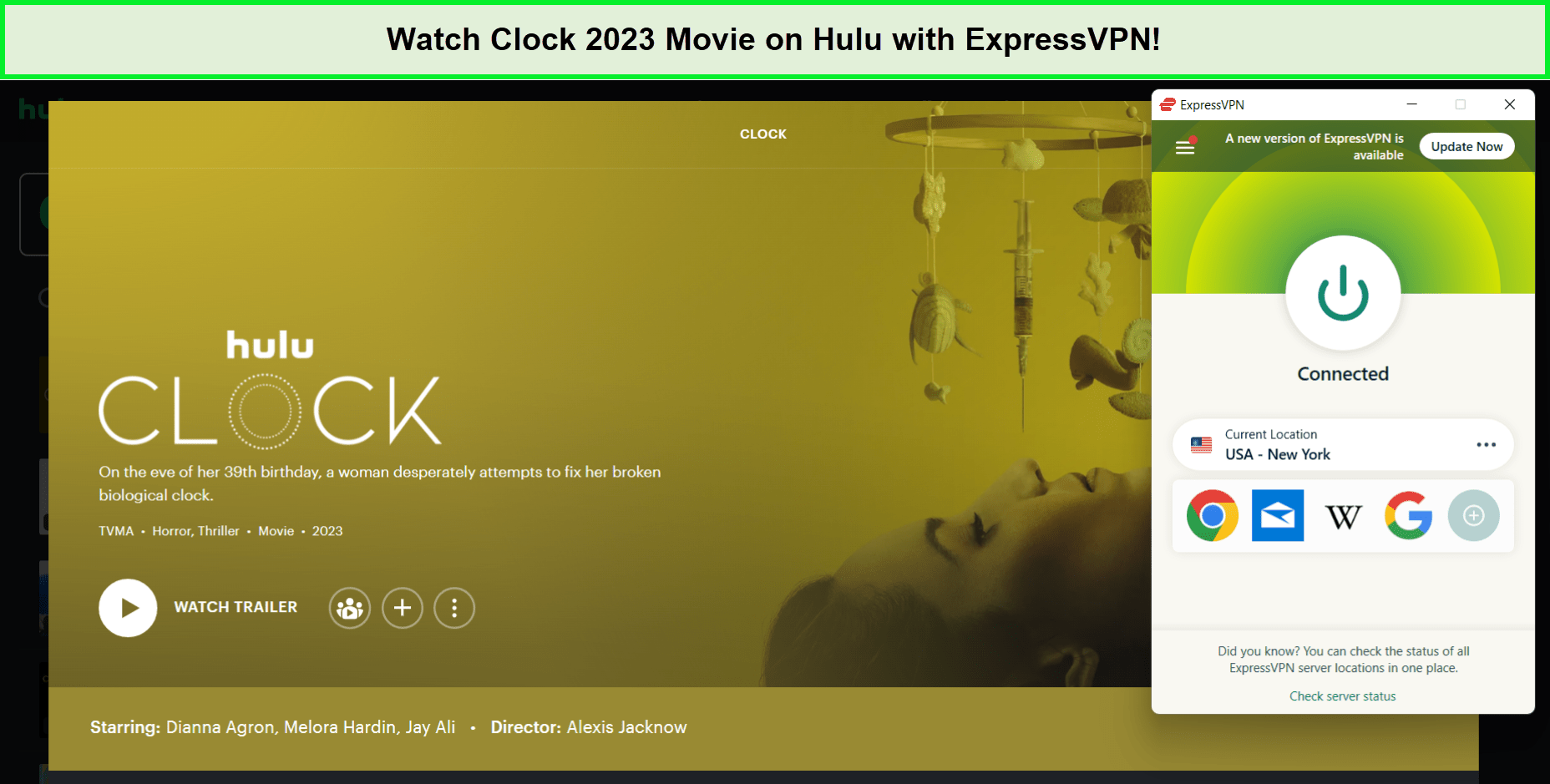 With-ExpressVPN-Watch-Clock-2023-Movie-outside-USA-on-Hulu