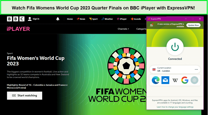 Watch-Fifa-Womens-World-Cup-2023-Quarter-Finals-on-BBC-iPlayer-with-ExpressVPN-in-South Korea