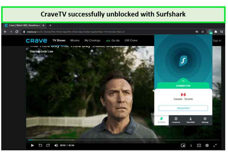 crave-tv-succesfully-unblocked-with-surfshark-in-Japan
